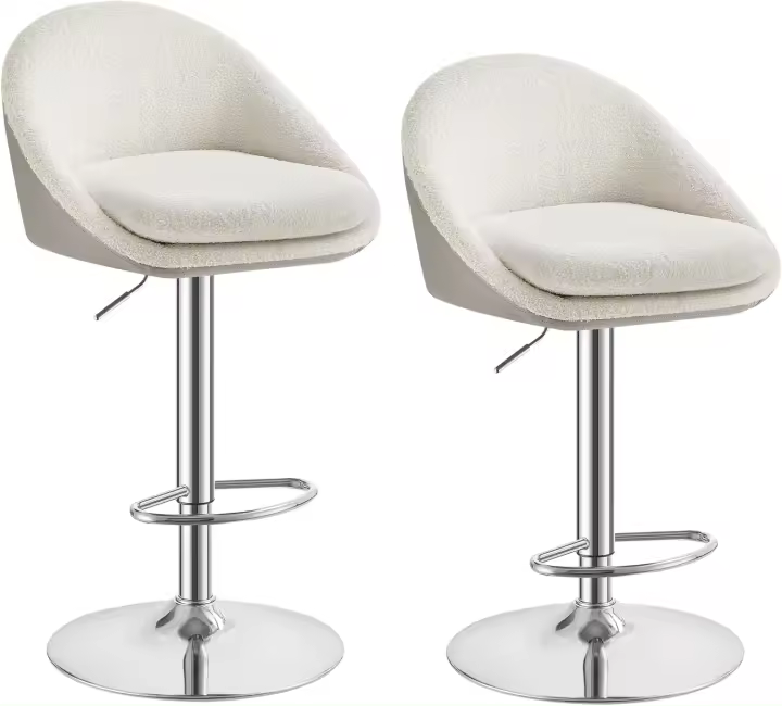 Juego de 2, Taburetes de Barra, Regulables en Altura, Giratorios 360 ° Silla de cocina con base, reposapiés, de acero, para mostrador. - 1
