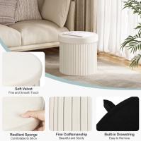 Otomano de Terciopelo Plegable de Almacenamiento MDF Tapa Desmontable con Cojín - details 3