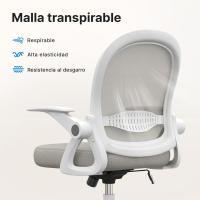 Silla de Escritorio Ergonómica con Malla Transpirable, Reposabrazos Abatibles, Silla para Ordenador de Altura Regulable, Silla Giratoria de 360 ° , Gris - details 4