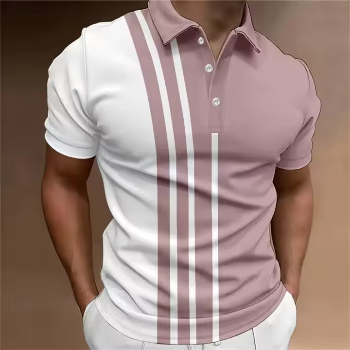 Polo de Camiseta para Hombre Manga Corta, Cuello Redondo, Botones Moda Verano Deportiva Casual - 1