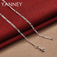 Collar de cadena Figaro para mujeres y hombres, joyería de plata, 4 mm, 16-30 pulgadas - details 3