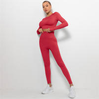 conjunto de yoga para mujer sin costuras ropa deportiva de gimnasio con manga larga sujetador de alto cinturón leggings de gimnasio traje deportivo - details 52