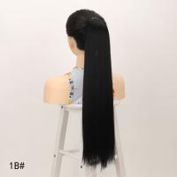 Extensiones de cola de caballo sintéticas esponjosas, suaves con banda elástica, postizo largo Yaki liso, bricolaje, colas de caballo postizas de 24 pulgadas, uso diario - details 17