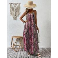 Vestido largo de verano sin mangas para mujer, estampado vintage, elegante cuello en V para fiesta en la playa - details 3