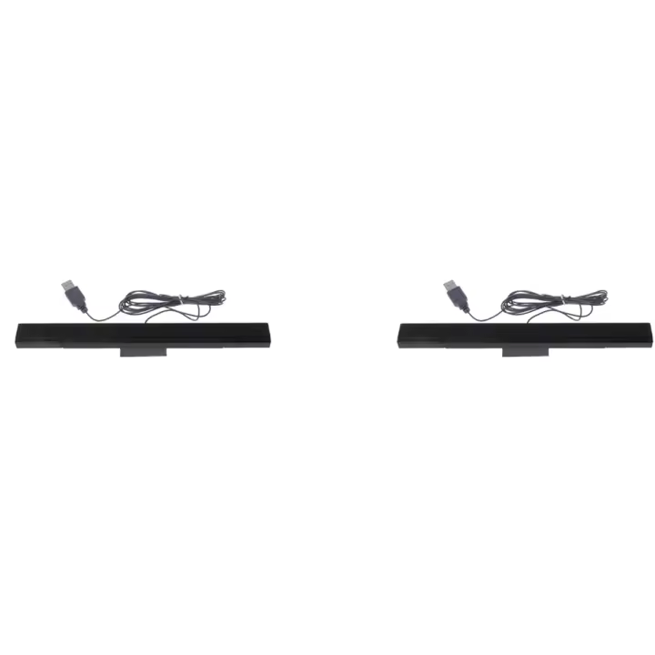 Barra de Sensor de movimiento con cable USB, receptor de señal para sistema WII con soporte, color negro, rayos infrarrojos IR, 2 unidades - 1