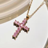 Nuevos Colgantes de Moda Colgante de Cruz de Jesús de Cristal Multicolor Dorado para Mujer - details 5