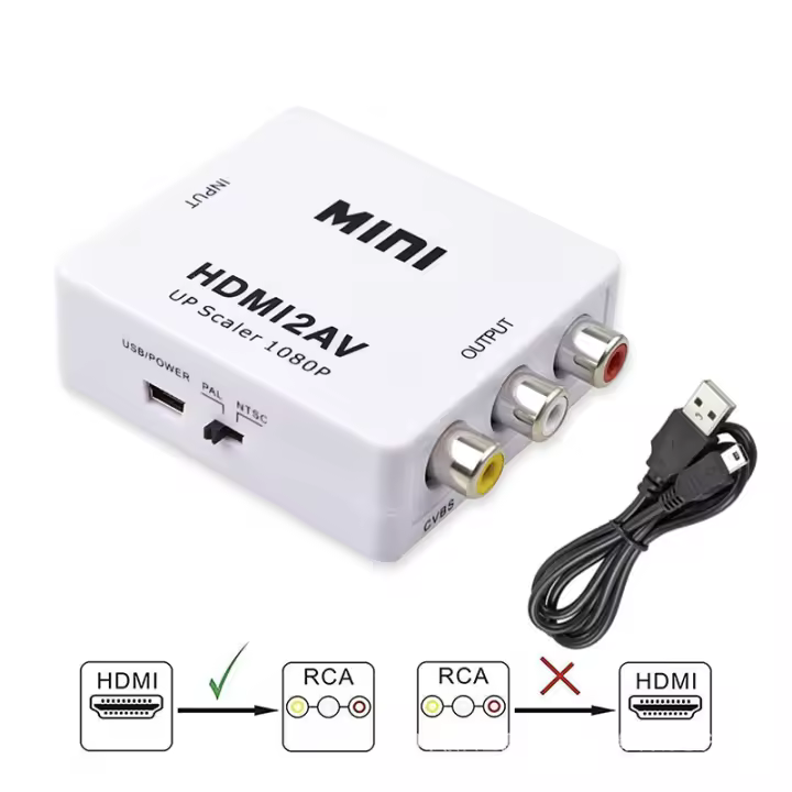 HDMI compatible con RCA AV/CVBs l/R audio video convertidor decodificador 1080p mini hd2av soporte NTSC PAL HD salida AV - 1