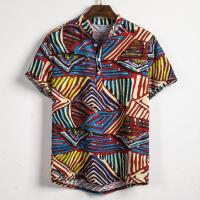 Camisa de lino de manga corta para hombre, camisa de flores de estilo étnico indio, novedad de verano, 2019 - details 8