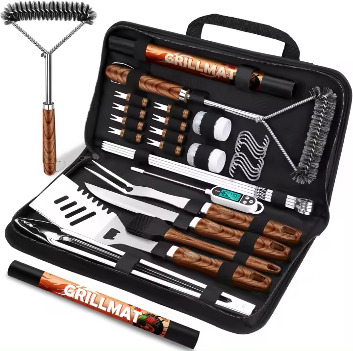 Juego de Accesorios para Parrilla de Barbacoa de Acero Inoxidable 31 Herramientas Resistentes para Hombres y Padres Regalo Perfecto para el Día del Padre - 1
