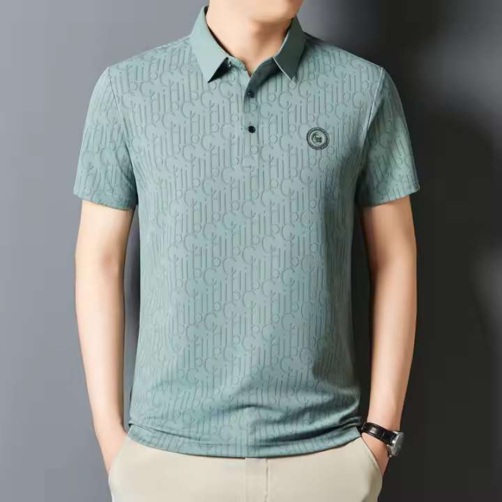 Camiseta de manga corta con estampado de solapa a la moda de verano, polo informal holgado y transpirable, top 2025 - 1