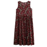 Anteef sin mangas de algodón vintage floral nuevo en vestidos para mujeres casual suelto vestido largo de verano ropa elegante 2025 - details 5