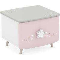 Blanco Mate/Gris/Rosa, 44,4 x 38,8 x 33,7 cm, Mesita de Noche Infantil Rosa Gris - details 4