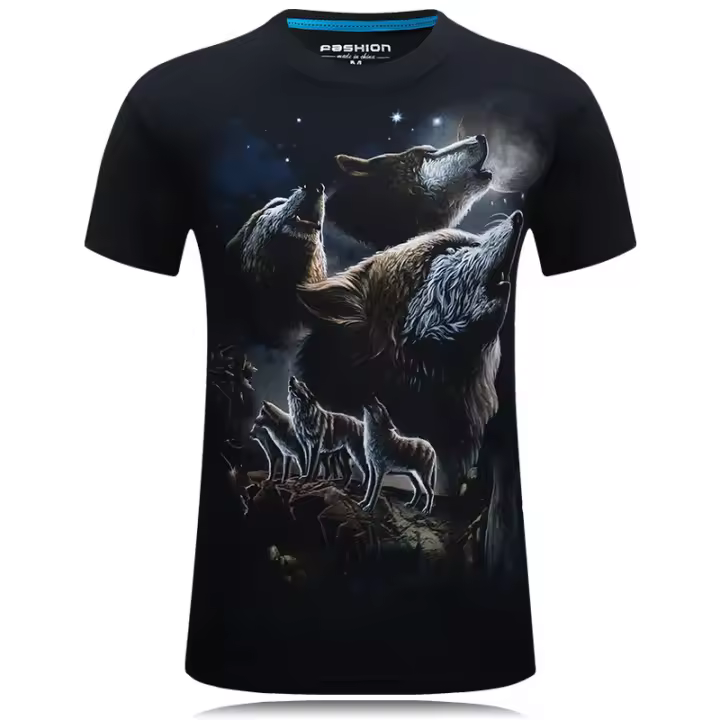 Camiseta de algodón con estampado 3D Timberwolf para hombre - 1