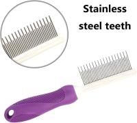 Peine desenredante para el pelo de mascotas, peine de aseo para mascotas, peine largo de dientes de acero inoxidable para perros y gatos - details 1
