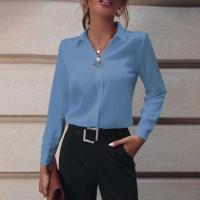 Blusa de Verano Elegante Cuello en V Blusa de Manga Larga de Color Sólido - details 10