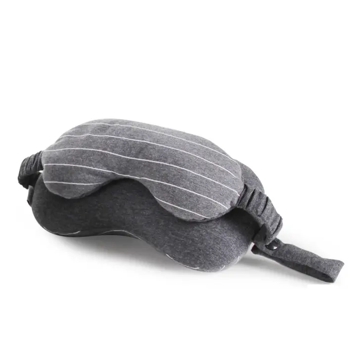 Almohada para el cuello con máscara para los ojos, almohada de viaje portátil súper ligera, 2 en 1, para dormir, para la oficina, 23x14cm - 1