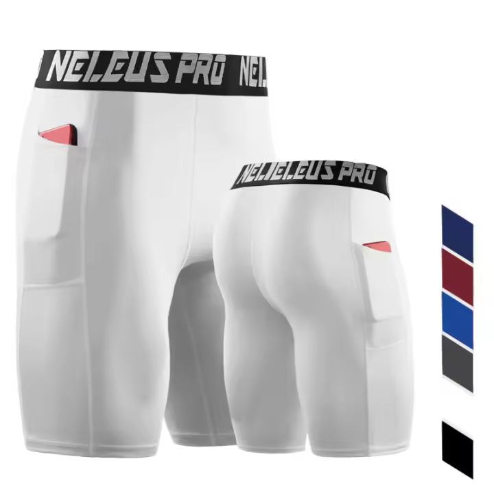 Pantalones cortos elásticos para correr para hombre, capris deportivos de secado rápido y absorbentes de sudor, bolsas ajustadas, leggings - 1