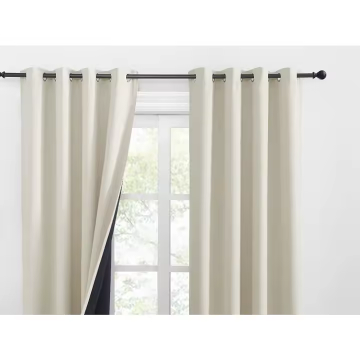 Cortinas Termoaislantes Opacas 140x245 CM Diseño de Doble Ventanas con Ojales Marco Negro Claro - 1