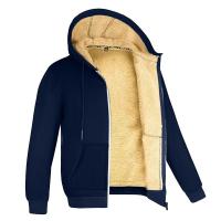 Sudaderas con capucha de lana de cordero para invierno, chaquetas gruesas y cálidas, sudaderas de manga larga, abrigos deportivos informales de lana negros, abrigo con capucha para hombre - details 0