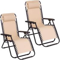 Pack de 2 sillas, Tumbonas Gravedad Cero reclinables con Bloqueo de Seguridad de Tejido Oxford y Acero de 95x65x106 cm, Hamacas jardín con cojín (Negro) - details 5