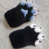 Guantes de disfraz de Cosplay de dibujos animados, traje de Fursuit Kigurumi, guantes de pata de gato de peluche, accesorios de Cosplay peludos gruesos, regalos - details 9