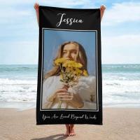 Toallas de playa personalizadas para adultos, hombres, mujeres y niños, baño personalizado con fotos, collages, toalla de piscina, regalos del Día de San Valentín - details 8