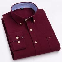 Camisa a cuadros con botones de manga larga 100% algodón para hombre, camisas Oxford a rayas a cuadros con un solo bolsillo en el pecho para trabajo, informales, de ajuste estándar - details 11