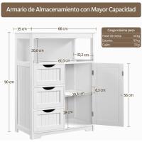 Armario de Baño de Madera Diseño de Cajón y Estante Ajustable Ideal para Cocina y Sala de Estar - details 10