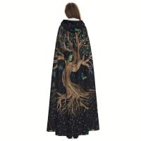 1pc, Túnica de Bruja de Halloween con Capucha de Árbol de la Vida Nórdico Vikingo para Adultos Hombres y Mujeres, Suministros de Fiesta, Vestidos, Ropa, Regalos, Disfraces - details 0