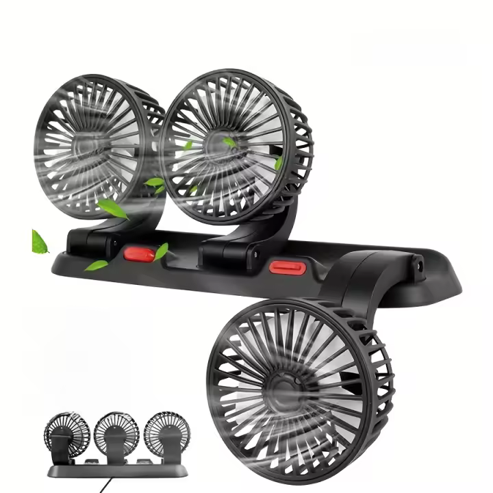 Ventilador de Computadora USB 5V Ventilador de Coche de Tres Cabezas Ajustable a 360 - 1