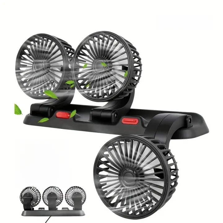 Ventilador de Computadora USB 5V Ventilador de Coche de Tres Cabezas Ajustable a 360 - 1