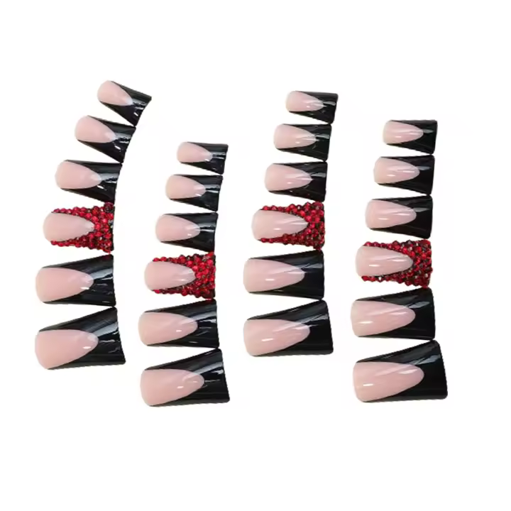 24PCS,Punta de pico de pato para uñas artificiales Resina reutilizable con diamantes de imitación - 1