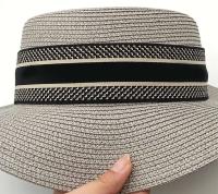 Tendencia moda verano plano ancho tejido para mujeres vacaciones playa protector solar cinta superior señoras sombrero de paja - details 1