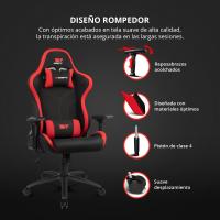 DR110 - Silla Gaming Profesional, Tejido Tejido Alta transpirabilidad, reposabrazos 4D, Ruedas silenciosas, pistón Clase 4, inclinación, cojín Lumbar y Cervical, Color Negro - details 39