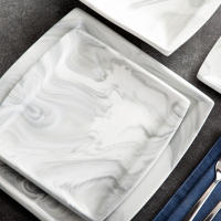 MALACASA-vajilla de porcelana gris Mármol, 30/60 piezas, con postre/sopa/plato de cena/taza/platillo, servicio para 12 - details 12