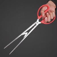 Pinzas multifunción de acero inoxidable con mango rojo, mandíbula dentada antideslizante, abrazadera de dientes antideslizante, plástico Extra largo - details 5