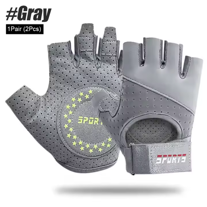 Guantes antideslizantes de medio dedo para mujer, de entrenamiento mancuernas, protector de muñeca para levantamiento de pesas, ciclismo al aire libre, gimnasio, deportes, entrenamiento - 1
