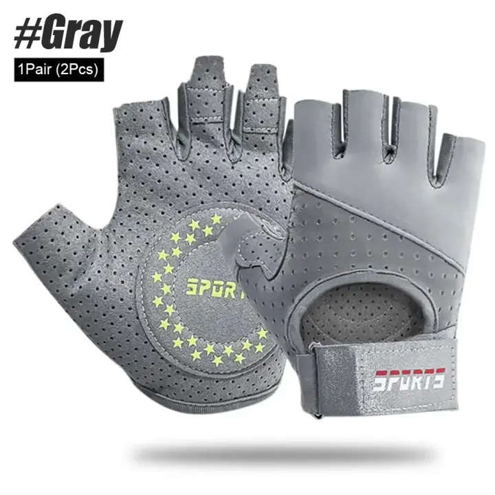 Guantes antideslizantes de medio dedo para mujer, de entrenamiento mancuernas, protector de muñeca para levantamiento de pesas, ciclismo al aire libre, gimnasio, deportes, entrenamiento - 1