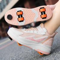 Patines de 4 ruedas con botón extensible unisex, zapatillas nuevas con ruedas para niños y niñas, zapatos de patines con ruedas - details 2