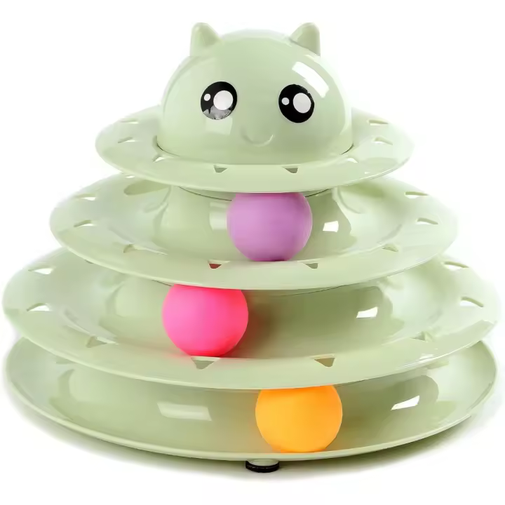 Juguete interactivo para mascotas, juguete de 3 niveles, torre de pistas, juguete para gatos (verde fruta) - 1