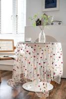 Ence Navidad transparente cubierta con colorido mantel floral rectangular blanco bordado, utilizado para suministros de fiesta en casa - details 6