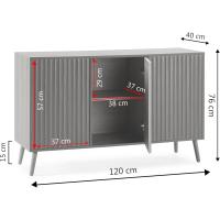 3 Puertas Color Roble, 120 cm (Ancho) 40 cm (Profundidad) 76 cm (Altura) - details 2