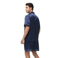 Conjunto de Pijama de Manga Corta para Hombre de Talla Grande Pantalones Cortos de Satén, Ropa de Dormir Fresca, Traje de Pijama Informal de Verano - details 3