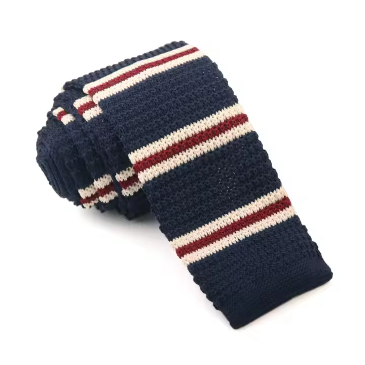 Corbata de punto a rayas gruesas a la moda, corbata de camisa tejida de piel ajustable, corbata suave y cálida para hombres y niños - 1