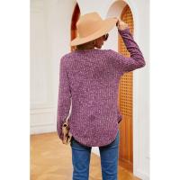 Jersey de manga larga para mujer, camiseta holgada con cuello redondo, tops de Color sólido, otoño e invierno, nuevo - details 6