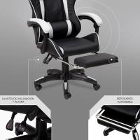 Gaming con Respaldo Ergonómico Inclinable y Altura Ajustable, Silla de Oficina con Soporte Lumbar, Acolchado y Reposapiés Extraíble, Negro, 58x66x114-124 cm - details 20