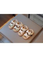 Sandalias de estilo bordado para niñas, zapatos de playa con punta abierta, informales, versátiles, planos de princesa con lazo, Verano - details 1