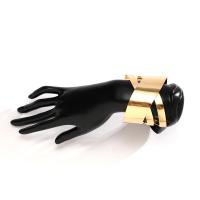Brazalete ajustable abierto con Cruz de Metal liso Punk para mujer, pulsera de mano ancha, Color dorado exagerado - details 7
