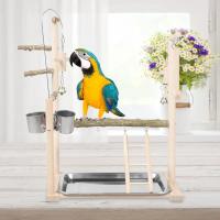 Juguetes de madera para loros, soporte de escritorio para pájaros, percha Natural para mesa, patio de juegos, periquito, Oficina - details 4