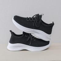Zapatillas de deporte a la moda para mujer, zapatos informales de malla transpirable con tejido de mosca, suela suave hueca, para exteriores - details 11